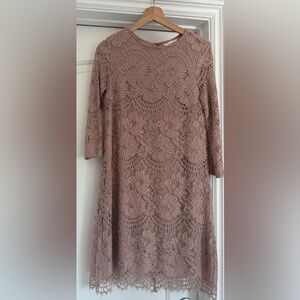 H&M Pink Dress with 3/4 Sleeves and Crew Neck